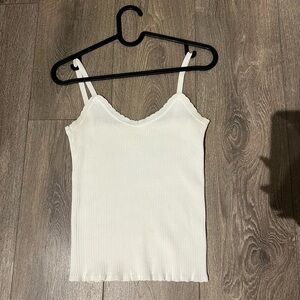 Caution To The Wind White Ribbed Camisole
